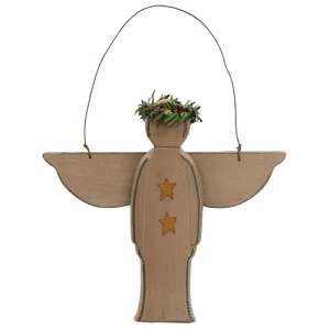 Distressed Wooden Angel Ornament #37875