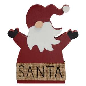 38178 Wooden Burlap Belt Santa Sitter;