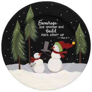 Encourage One Another Snowman Plate