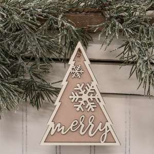 Glittered Merry Snowflake Christmas Tree Ornament 38111