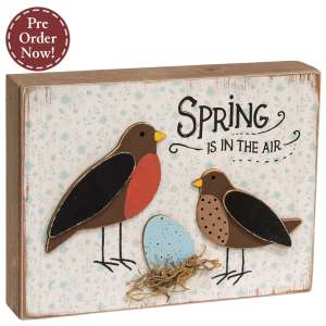 Spring Is In the Air Layered Nesting Birds Box Sign #38220
