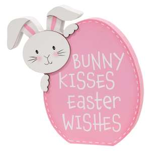 Bunny Kisses Easter Egg Wooden Sitter