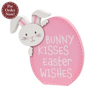 Bunny Kisses Easter Egg Wooden Sitter #38341