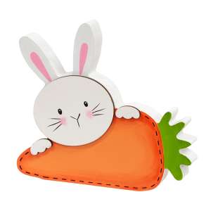 Peeking Bunny with Big Carrot Wooden Sitter #38344