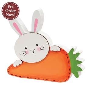 Peeking Bunny with Big Carrot Wooden Sitter #38344
