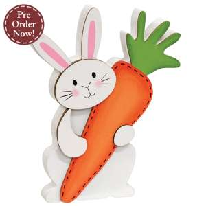 Standing Bunny with Big Carrot Wooden Sitter #38345