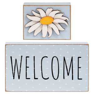 2 Set - Welcome & Daisy Wooden Blocks