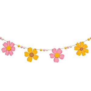 Beaded Spring Flowers Wooden Garland #38379