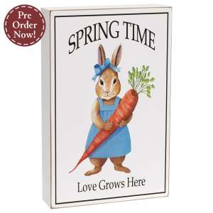 Spring Time Love Grows Here Bunny Box Sign #38501