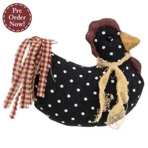 Stuffed Mini Polka Dotted Black Chicken Sitter #CS39167