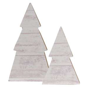White Shiplap Christmas Tree Sitters, 2/Set 35068