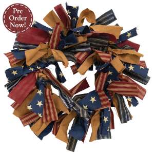 Primitive Americana Rag Wreath #CS39166