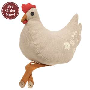 Stuffed Cream Floral Dangle Leg Country Chicken #CS39192