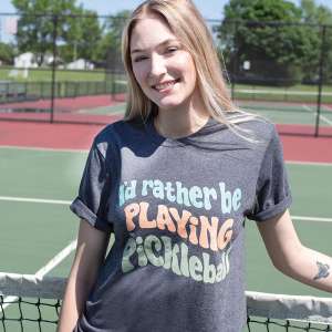 I'd Rather Be Playing Pickleball T-Shirt - Heather Dark Gray L171