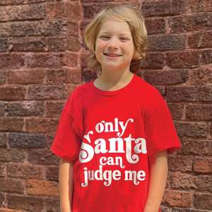 Only Santa Can Judge Me Youth T-Shirt - Red L180Y