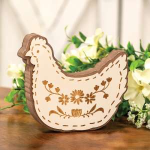 Laser Cut Layered Wooden Chicken Sitter 38249