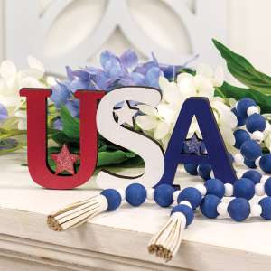 USA & Stars Wooden Cutout Sitter 38385