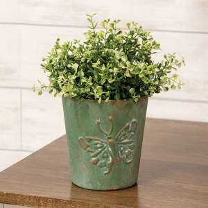 Green Copper Finish Butterfly Embossed Planter 70194