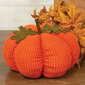 Stuffed Waffle Weave Orange Pumpkin w/Stick Stem, Large CS38991