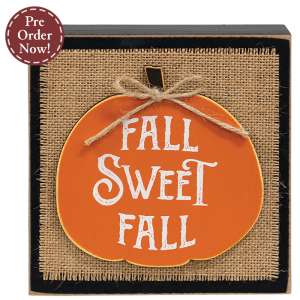 Fall Sweet Fall Layered Pumpkin & Burlap Box Sign #38638