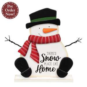 Snow Place Like Home Wooden Snowman on Base - 9"H #38763