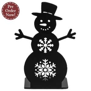 Black Metal Snowflake Cutout Snowman Candle Plate - 5"H #19460BK