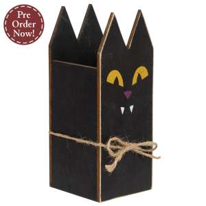 Distressed Wooden Spooky Black Cat Branch Box #36837