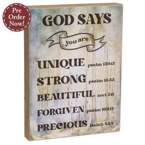 God Says Bible Verse Box Sign #38706