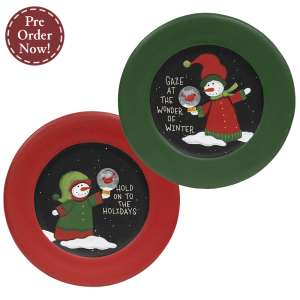 Snowman with Snowglobe Wooden Plate - 2 Asstd. #38814