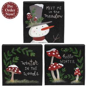 Snowy Winter Mushroom Canvas - 3 Asstd. #38816