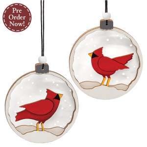 Snowy Cardinal Bulb Ornament - 2 Asstd. #38823