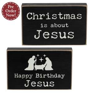 Happy Birthday Jesus Rectangle Wooden Block - 2 Asstd. #38904