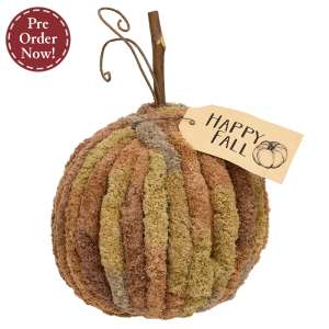 Harvest Chenille Happy Fall Pumpkin - 7.5" dia #CW4061