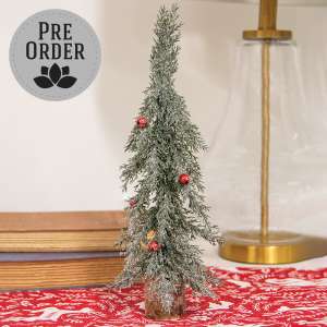 Winter Frost Pine Tree w/Red Baubles, 13.5"H 18467