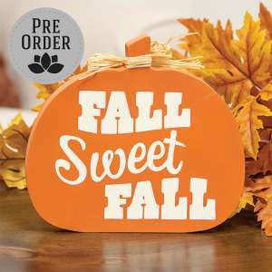 Fall Sweet Fall/Trick Or Treat 2-Sided Wooden Pumpkin Sitter 38730