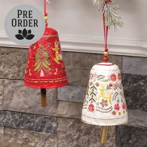 Yuletide Greetings Papier Mache Bell Hanger, 2 Asstd. 60517