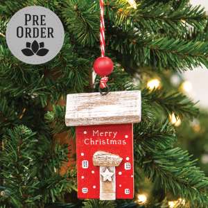 Wooden Merry Christmas House Ornament 65390