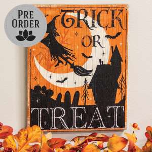 Weathered Wood Trick or Treat Witch Sign 65394