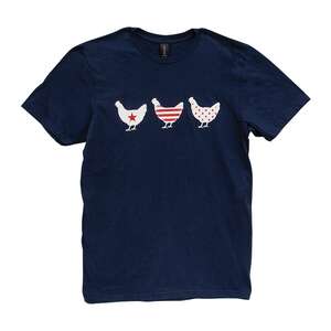 Americana Chickens T-Shirt - Navy L196