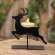 Black Metal Leaping Reindeer Tealight or Votive Holder - 5.25"H #19459BK